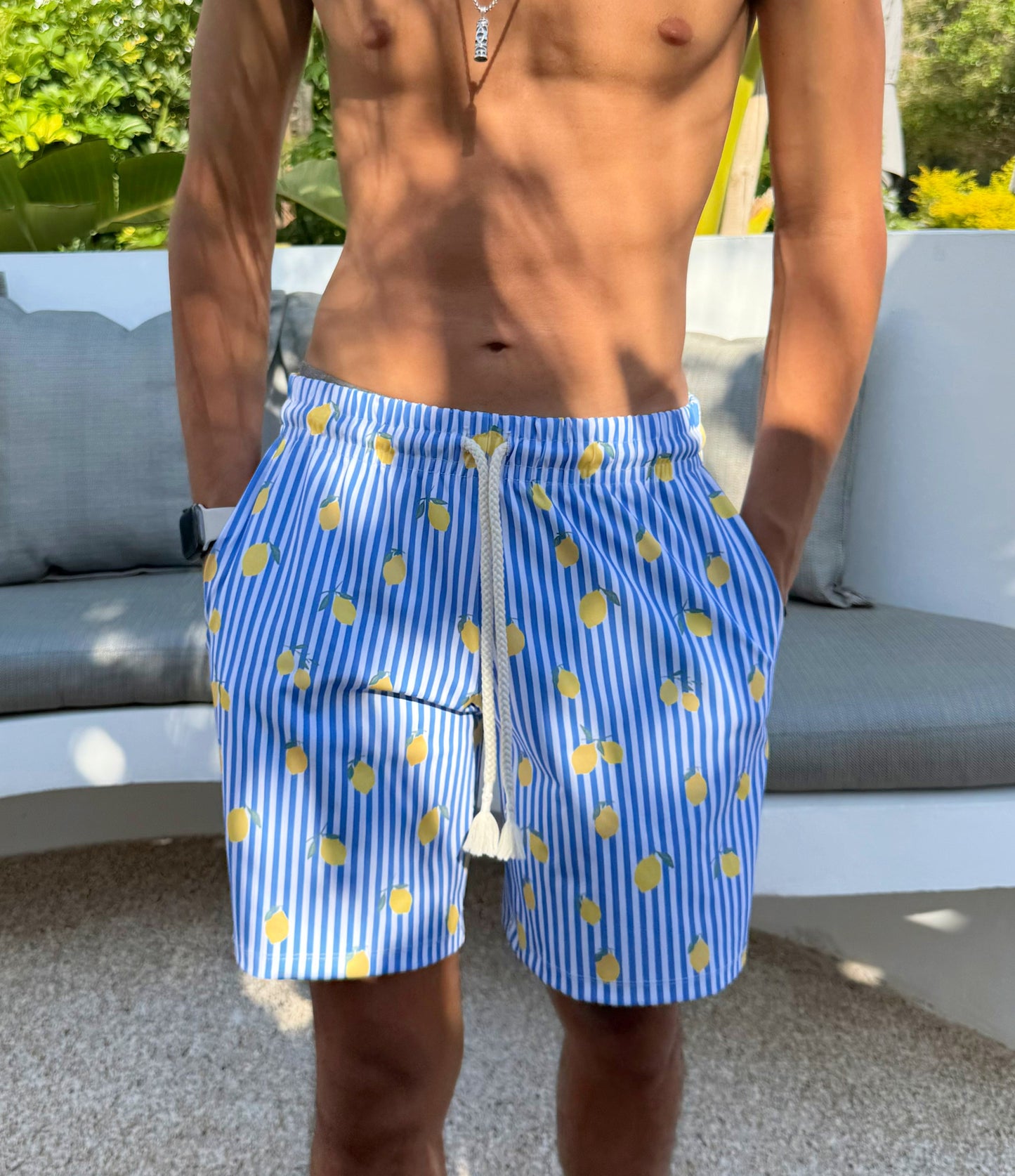 LEMON STRIPES - MEN SWIM SHORT