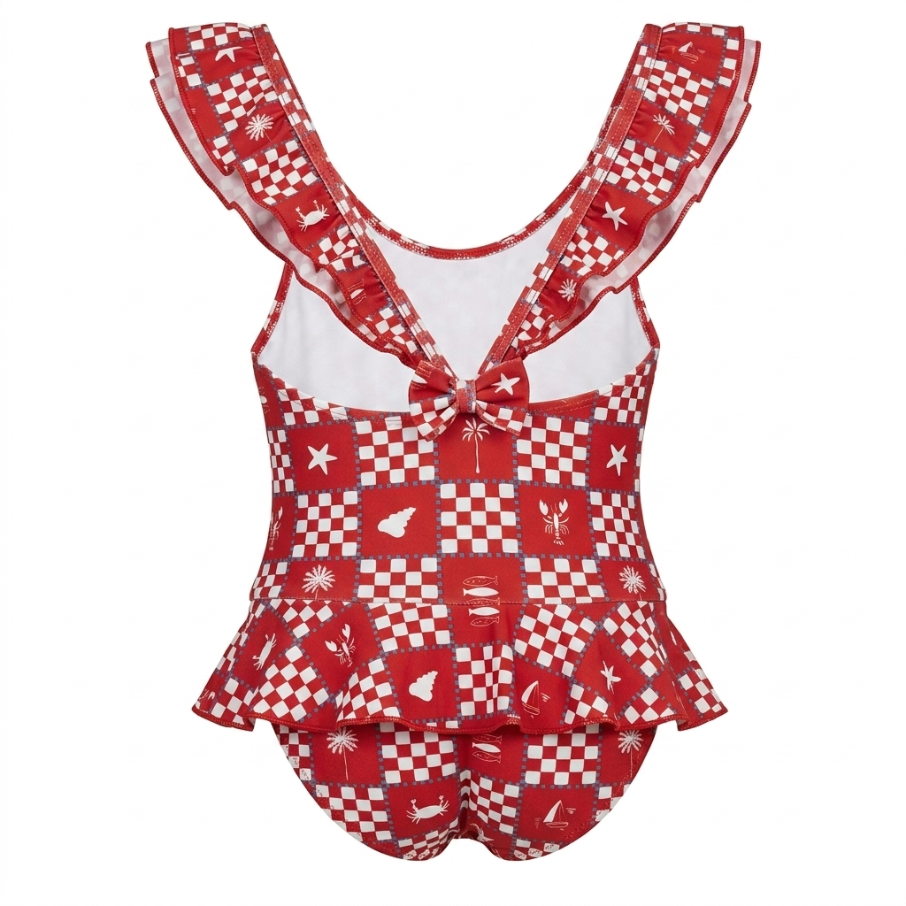 RED CHECKERS - GIRL ONE PIECE